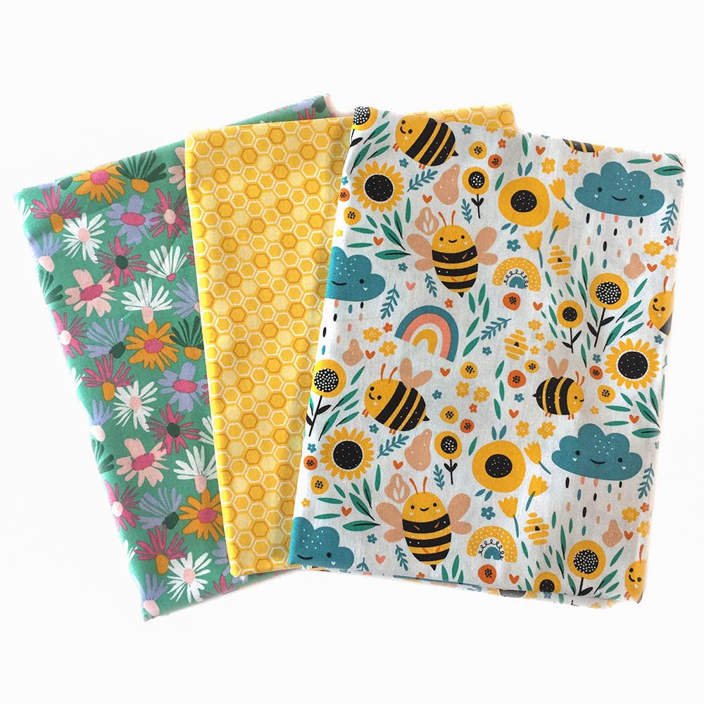 Joocolor Cotton Fabric Bee Honeycomb Design by The Yard for Sewing DIY Crafting Fashion Design Full Width cuttable 36 x 43inches (91x109cm) color003