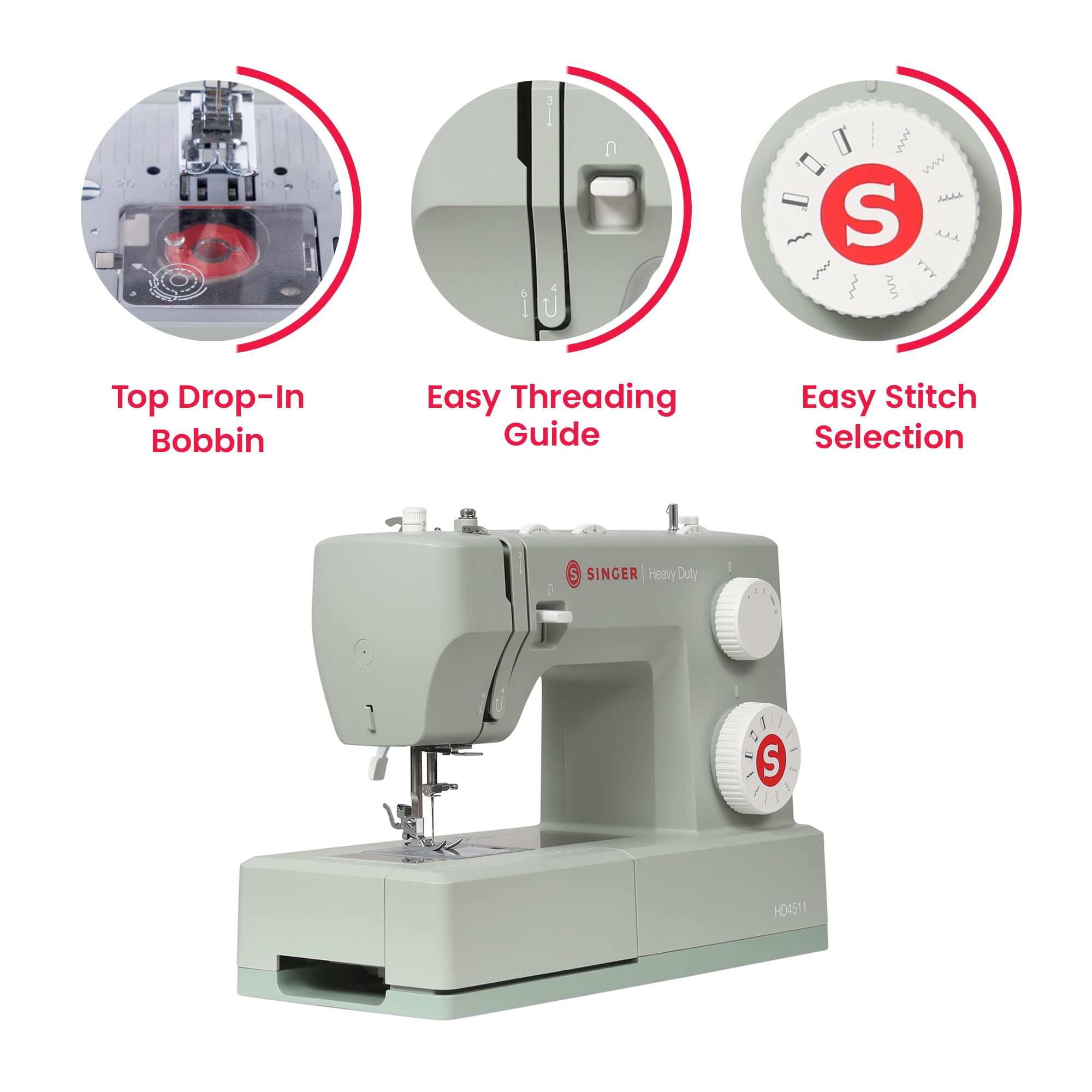 Singer 4411: máquina de coser resistente con velocidad de costura muy alta, Plástico, Blanco, M
