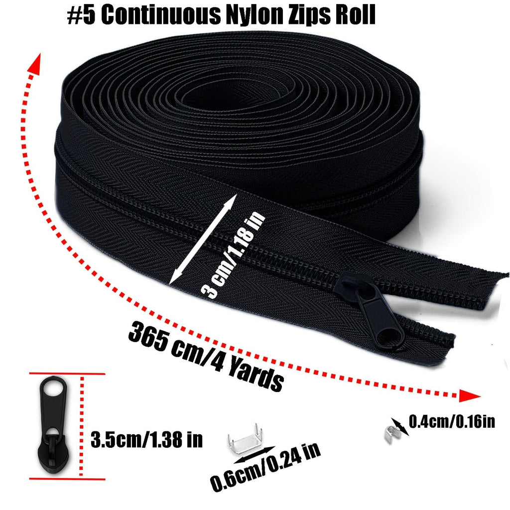 Cinta de Cremallera de Nylon #3 para Costura: YZSFIRM 24 Yardas Serie Gris por Yarda Cremalleras de Bobina de Nylon para Manualidades de Costura DIY con 30 Deslizadores de Cremallera de Metal al Por