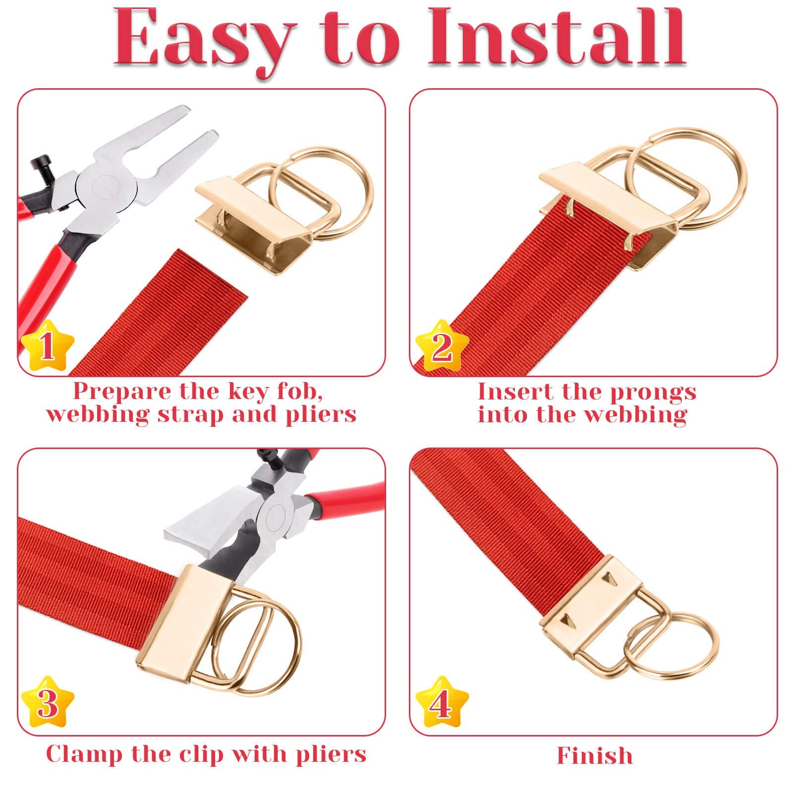 shynek Key Fob Hardware, 50PCS 1 Inch Lanyard