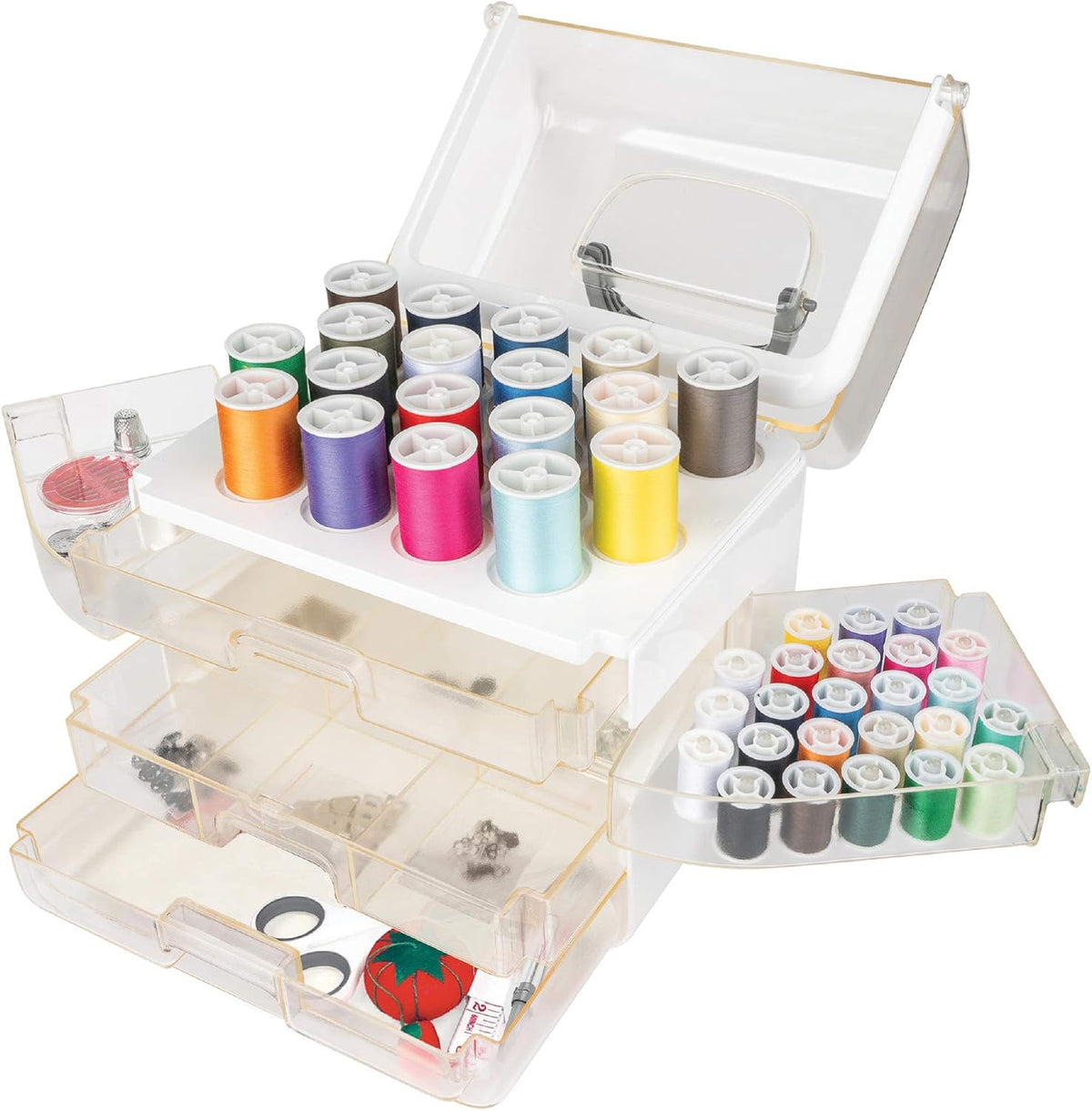 Singer Sew-It-Goes, 224 piezas, kit de costura y organizador de manualidades, estuche de costura con hilo de coser a máquina, color blanco