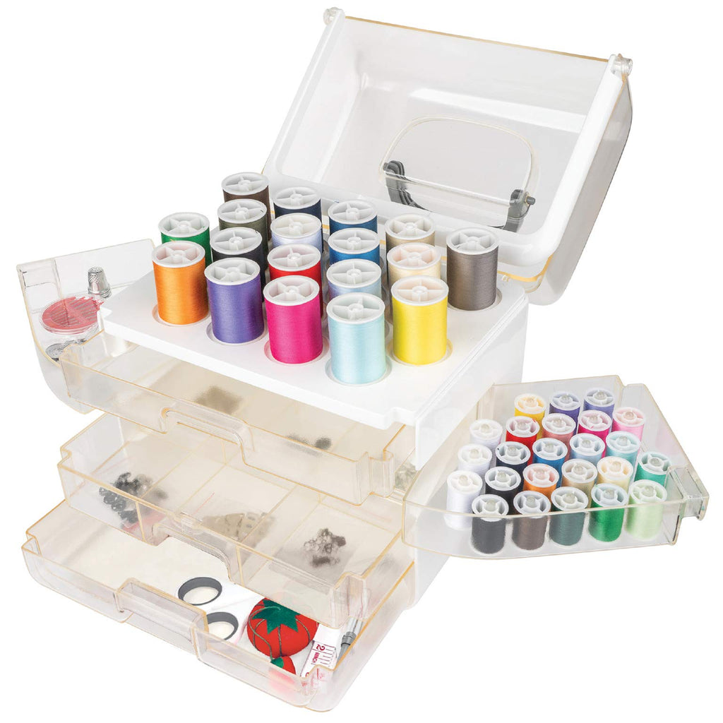 Singer Sew-It-Goes, 224 piezas, kit de costura y organizador de manualidades, estuche de costura con hilo de coser a máquina, color blanco