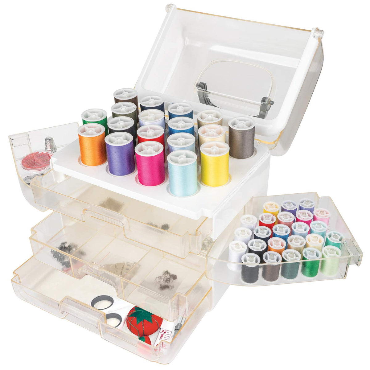 Singer Sew-It-Goes, 224 piezas, kit de costura y organizador de manualidades, estuche de costura con hilo de coser a máquina, color blanco