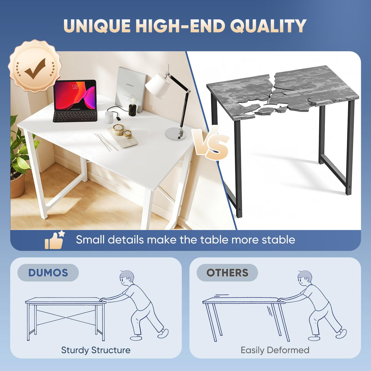 DUMOS Escritorio pequeño para computadora de 32 pulgadas, escritorios de juegos para oficina en casa y dormitorio