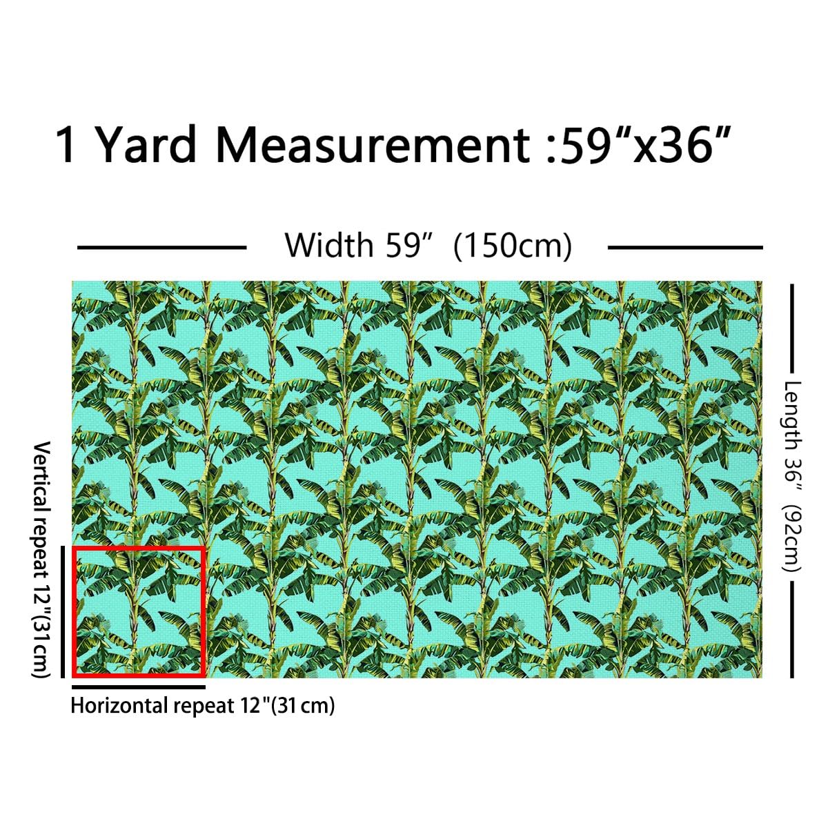 Feelyou Palm Tree Print Fabric By The Yard, Palm Leaf Upholstery Fabric for Chairs Sofa Couch,Botanical Nature Theme Soft Flannel, 2 Yards, Green Blue