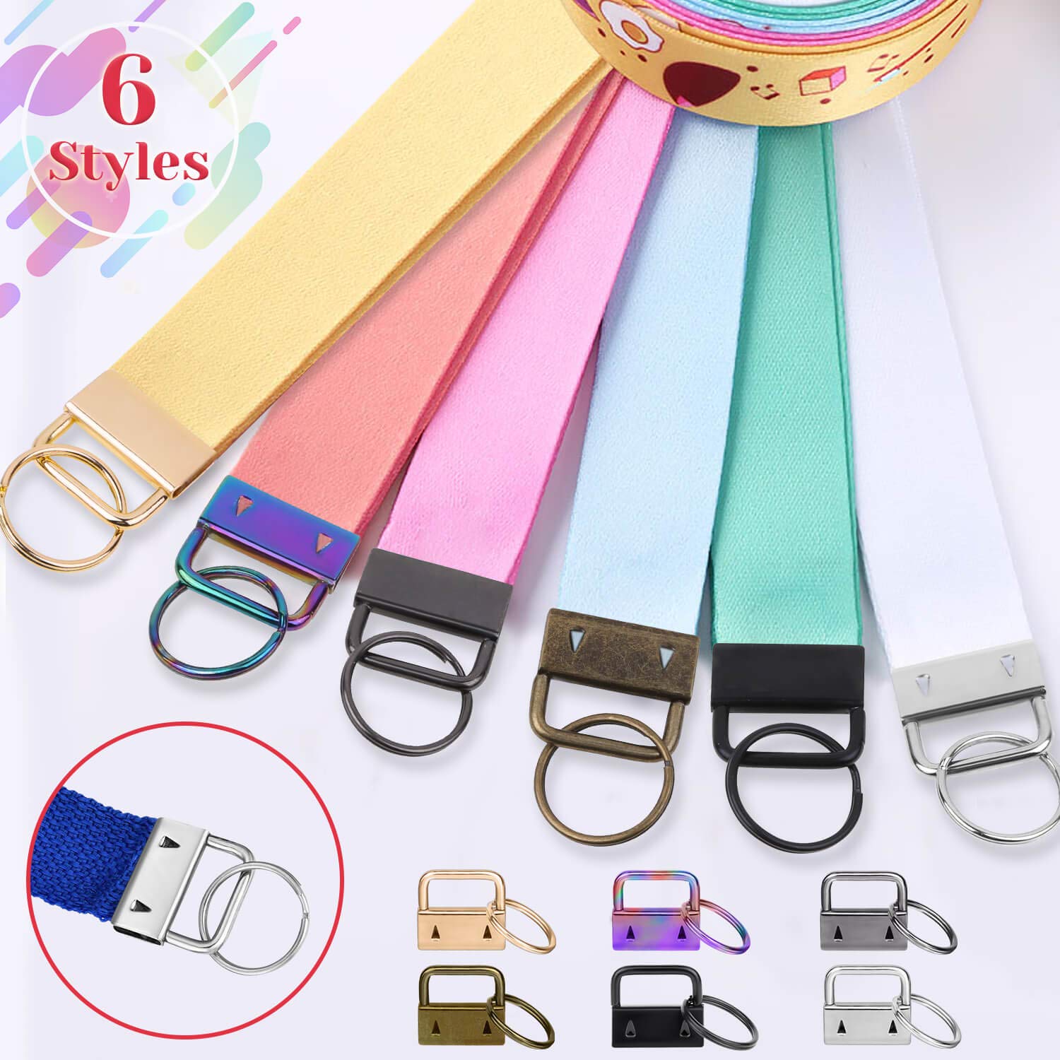 shynek Key Fob Hardware, 50PCS 1 Inch Lanyard
