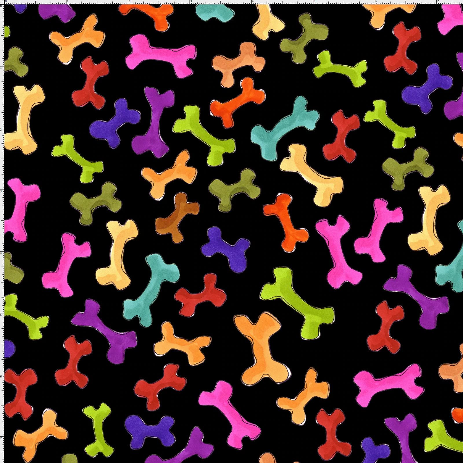 Loralie Designs Happy Bones Black Fabric by The Yard for Quilting