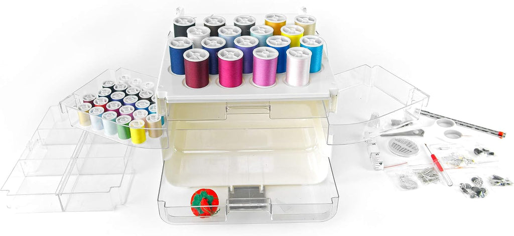 Singer Sew-It-Goes, 224 piezas, kit de costura y organizador de manualidades, estuche de costura con hilo de coser a máquina, color blanco