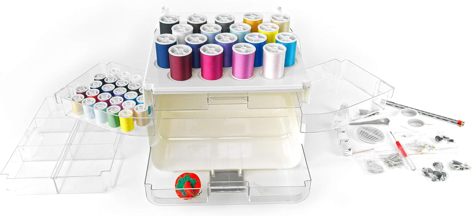 Singer Sew-It-Goes, 224 piezas, kit de costura y organizador de manualidades, estuche de costura con hilo de coser a máquina, color blanco