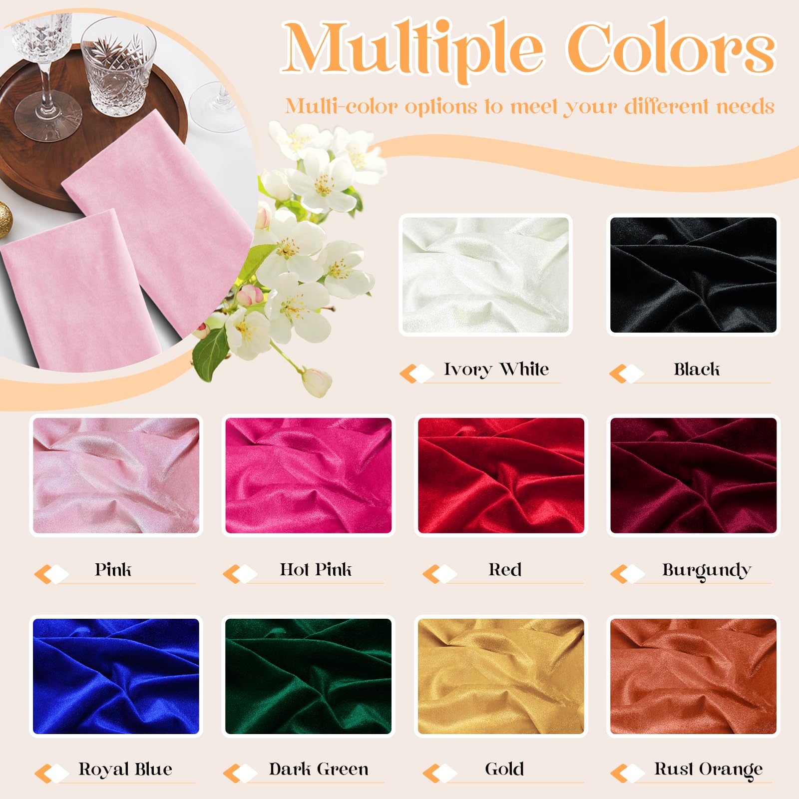 P Pothuiny Pink Velvet Fabric by The Yard, 1 Yard x 60 Inch Wide Luxury & Soft Stretchy Velvet Cloth Fabric for Sewing, Apparel, Upholstery - 90% Polyester 10% Spandex