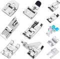 Kit de 11 pies prensatelas para máquina de coser, pies de dobladillo enrollado, pie con cremallera invisible para máquina de coser de vástago bajo, pies a presión compatibles con Singer