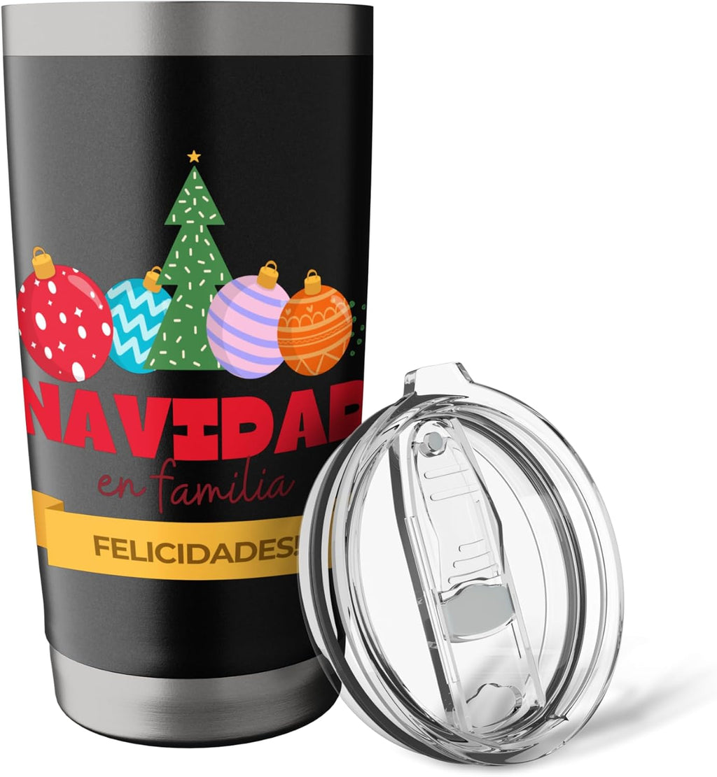 Vaso aislado de acero inoxidable de Navidad en familia