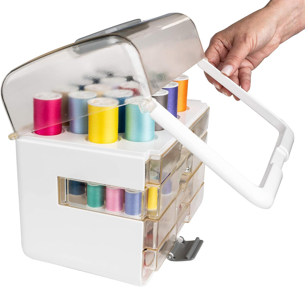 Singer Sew-It-Goes, 224 piezas, kit de costura y organizador de manualidades, estuche de costura con hilo de coser a máquina, color blanco