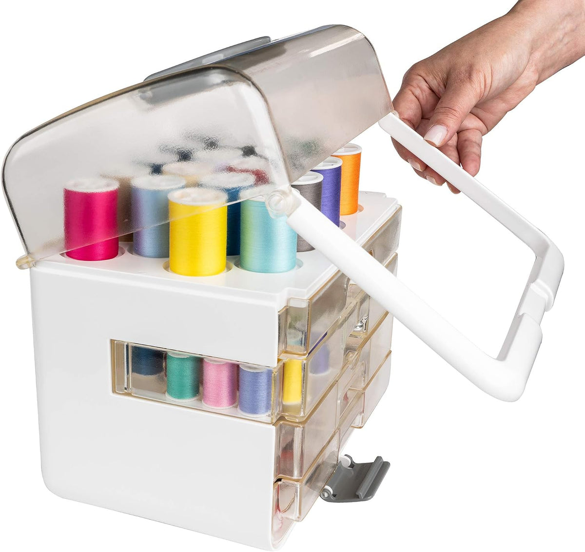 Singer Sew-It-Goes, 224 piezas, kit de costura y organizador de manualidades, estuche de costura con hilo de coser a máquina, color blanco