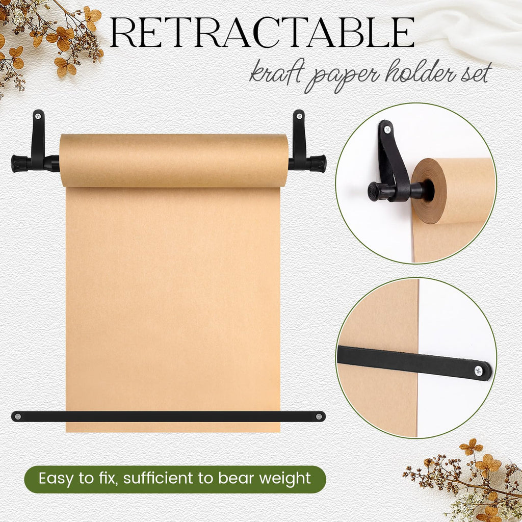 Vicenpal Dispensador de rodillos de papel kraft de 15.5 pulgadas con rollo Kraft de 98.4 ft para listas de tareas, dibujo de bricolaje, tomar notas, obras de arte, inspiración (blanco)