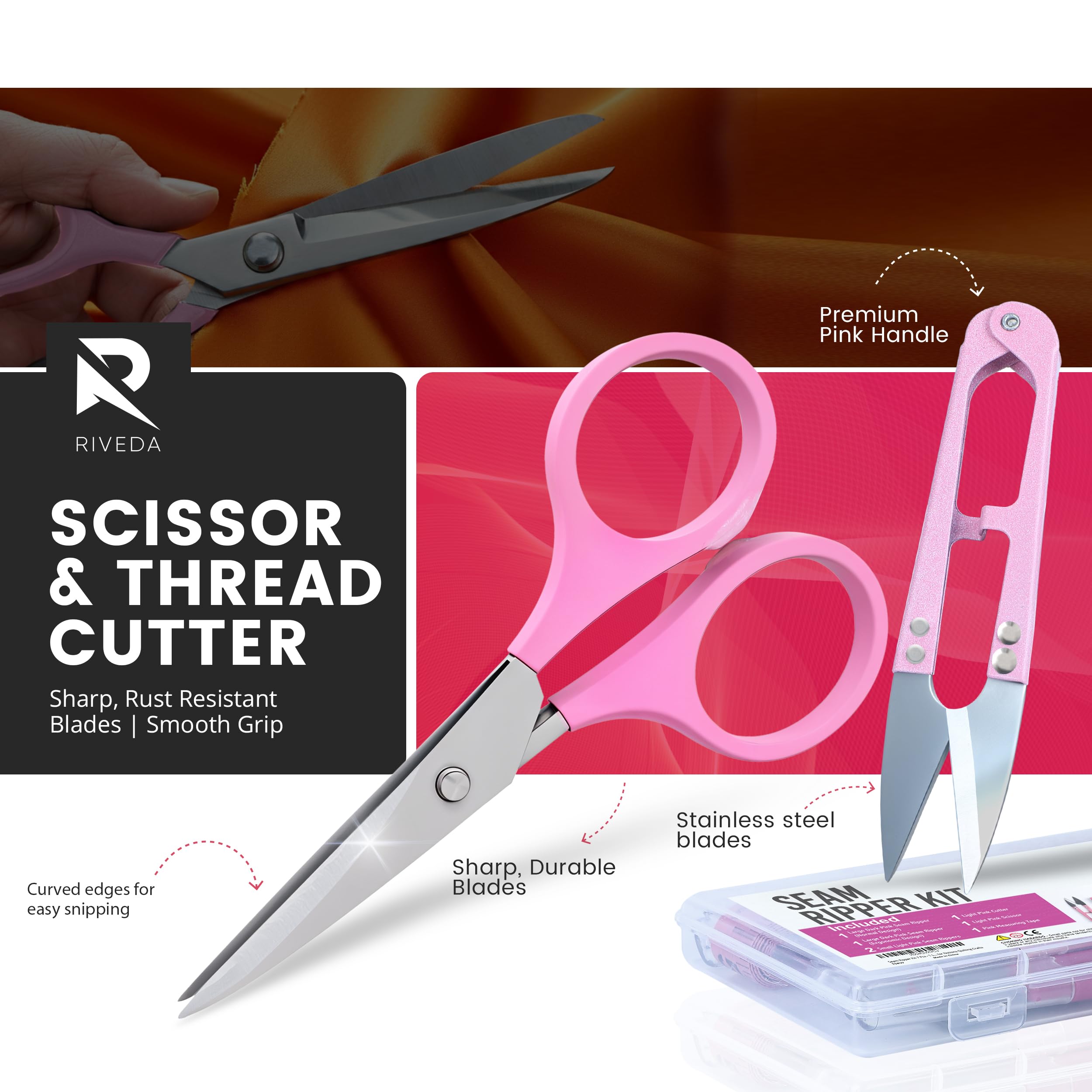 Seam Ripper Kit 7 Pcs - 1 Large, 1 Ergonomic