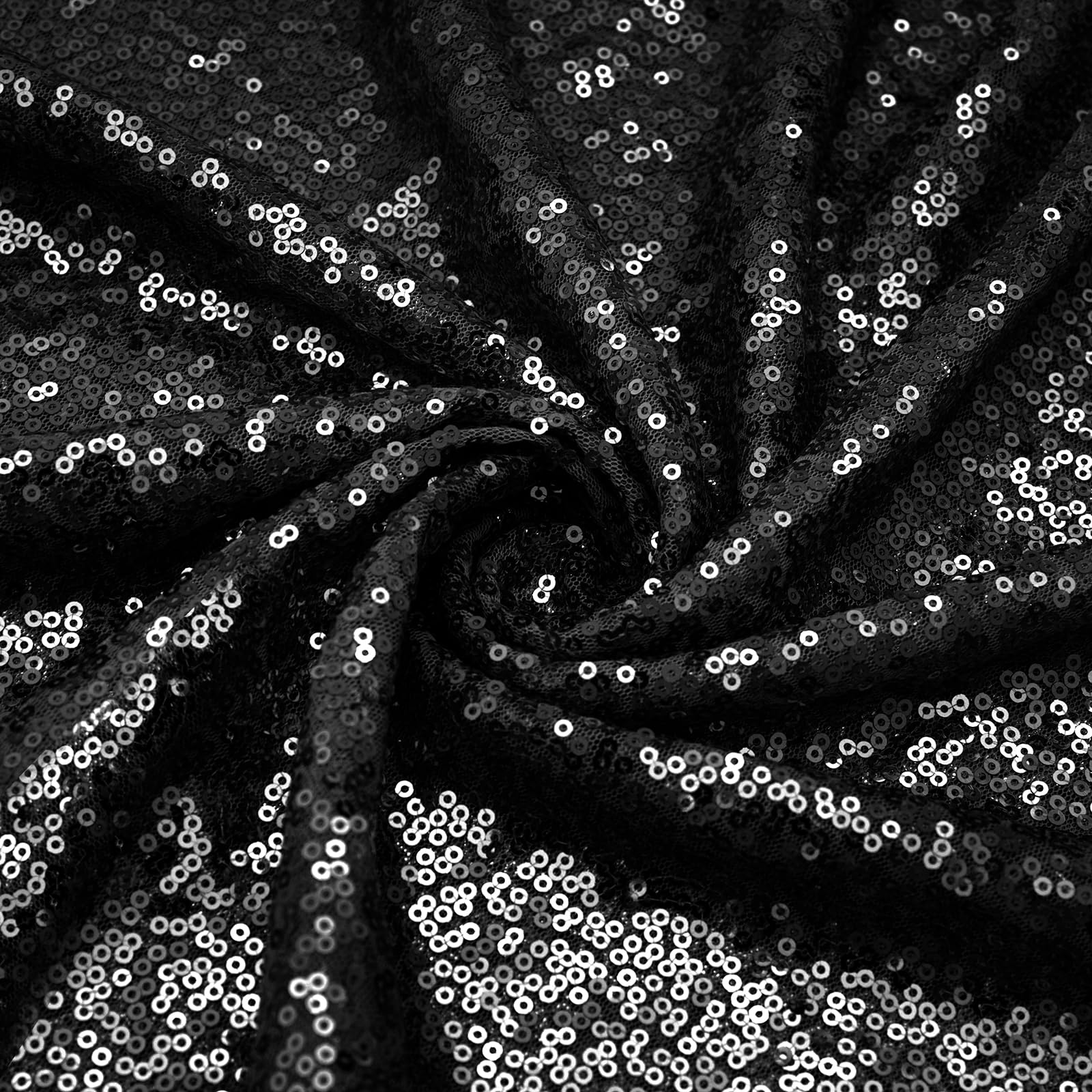 YPDY 1 Yard Black Sequin Fabric,48 Inch Width by The Yard,Sparkly Glitter Material for Xmas Decor Tablecloths Wedding Decor and DIY Sewing Projects