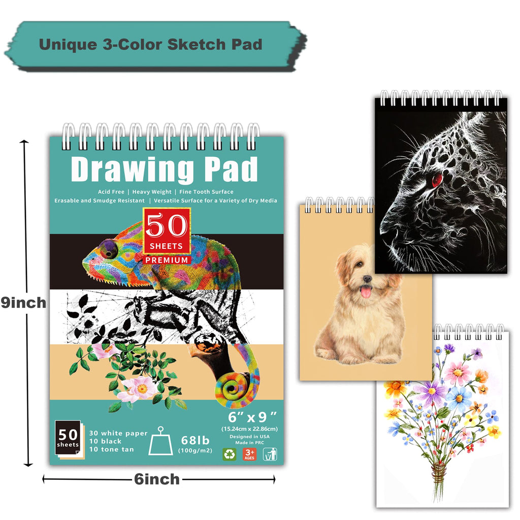 KALOUR 50 Pack Drawing Set Sketch Kit Pro