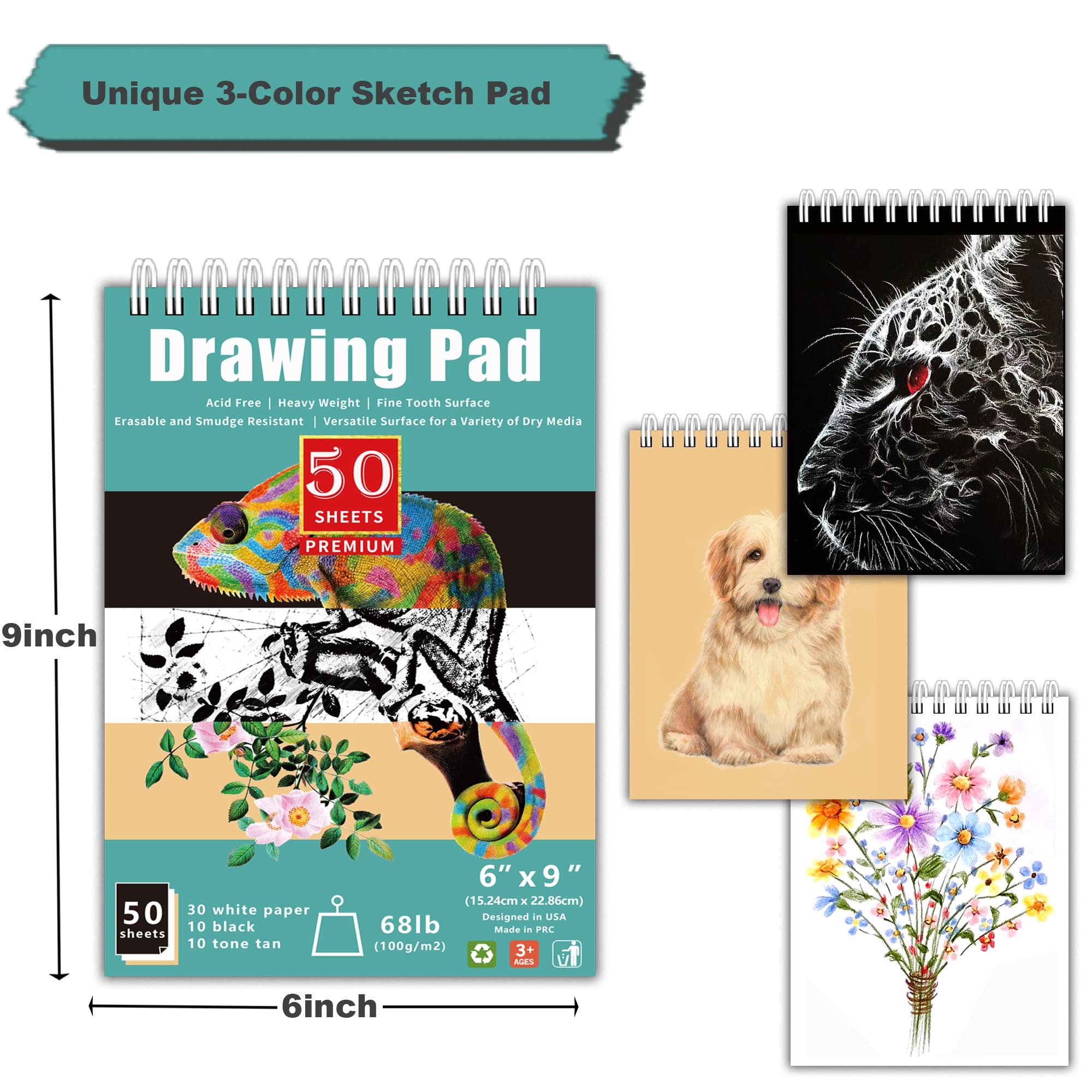 KALOUR 50 Pack Drawing Set Sketch Kit Pro