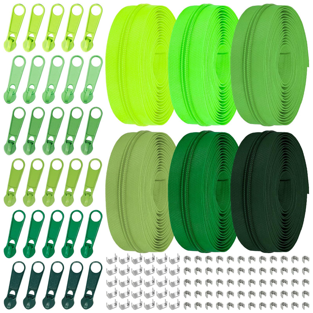 Cinta de Cremallera de Nylon #3 para Costura: YZSFIRM 24 Yardas Serie Gris por Yarda Cremalleras de Bobina de Nylon para Manualidades de Costura DIY con 30 Deslizadores de Cremallera de Metal al Por