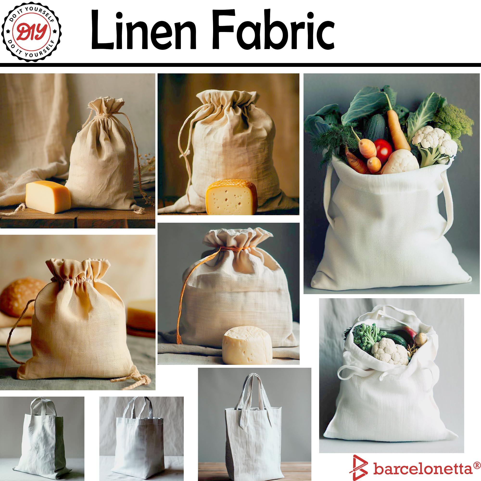 Barcelonetta | Linen Fabric | Natural Linen Cloth | Embroidery, Sewing | Soft, Breathable | 55" Wide | 70% Linen, 30% Rayon | Hemp, Jute, Needlework, Lining (Baby Pink, 1 Yard)