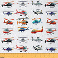 Aircraft Decorative Fabric, 3D Print Various Airplane Fabric By The Yard for Kids Boys, Fighter Flight Helicopter Upholstery Fabric for Chairs, Cartoon Aviation Theme Waterproof Fabric 1 Yard