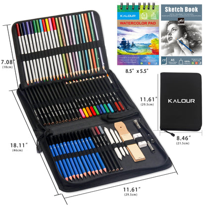 KALOUR 76pc Art Supply Set - Sketching & Drawing Kit