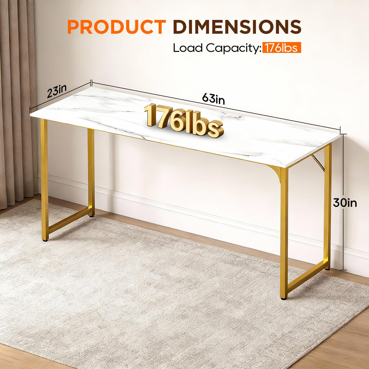 PayLessHere | Escritorio para computadora de 32 pulgadas | color café | Escritorio de oficina con estructura metálica, patas ajustables | Superficie resistente al agua y a los arañazos | Mesa de