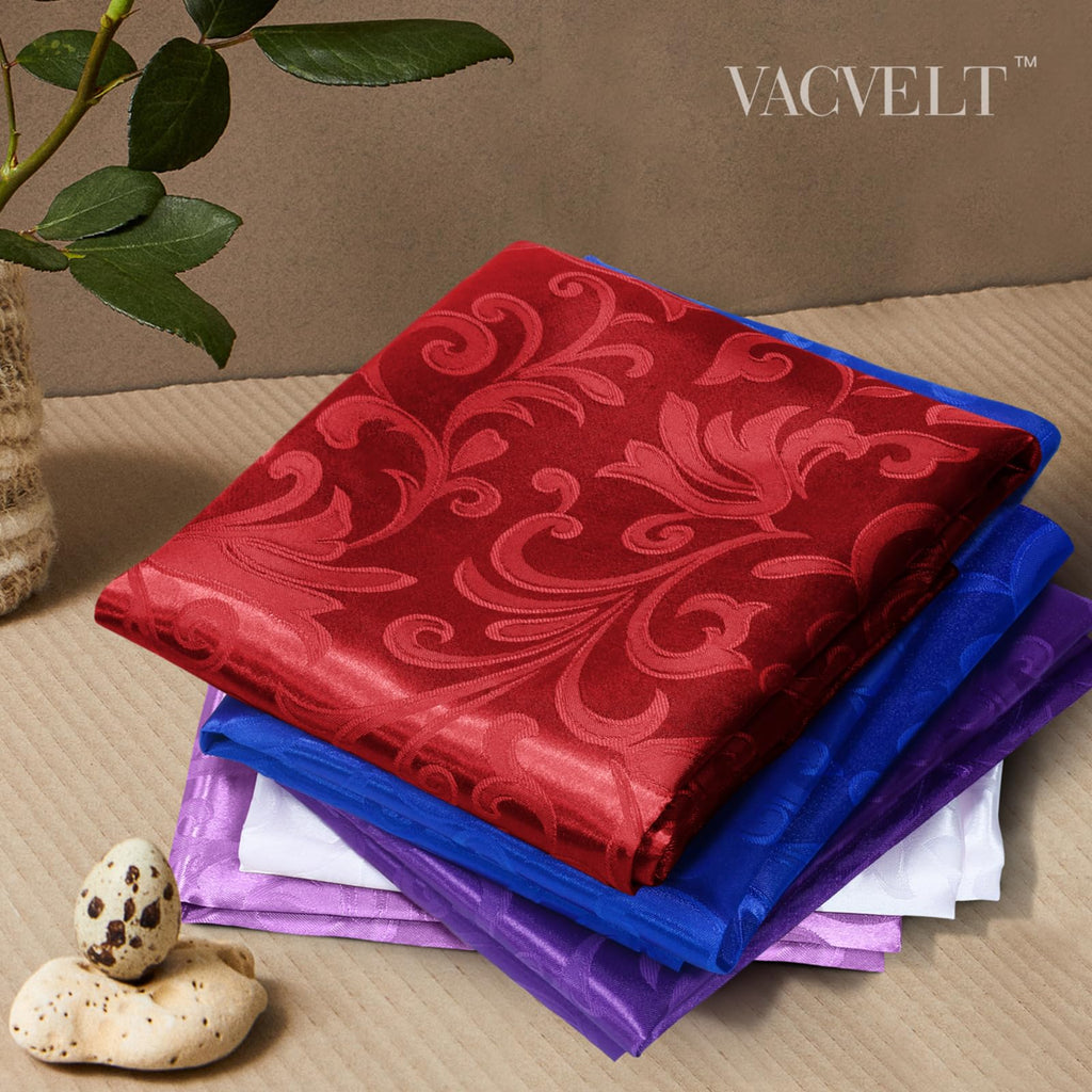 VACVELT Damask Jacquard Satin Fabric by The Yard, 60 Inch Wide Red Satin Fabric Shiny Cloth Fabric, Silky Brocade Fabric for Bridal Dress, Wedding Decorations, Crafts, Sewing, Draping (1 Yard)