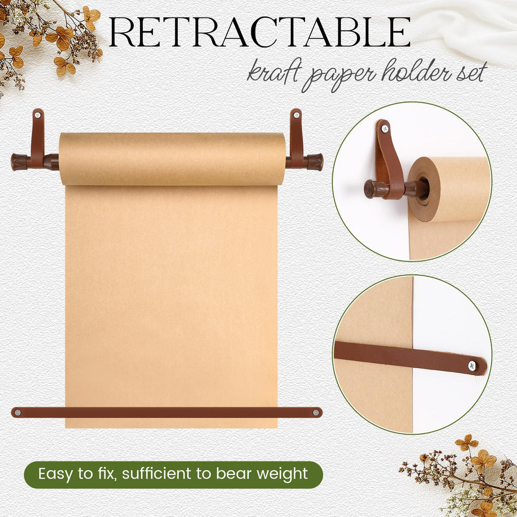 Vicenpal Dispensador de rodillos de papel kraft de 15.5 pulgadas con rollo Kraft de 98.4 ft para listas de tareas, dibujo de bricolaje, tomar notas, obras de arte, inspiración (blanco)