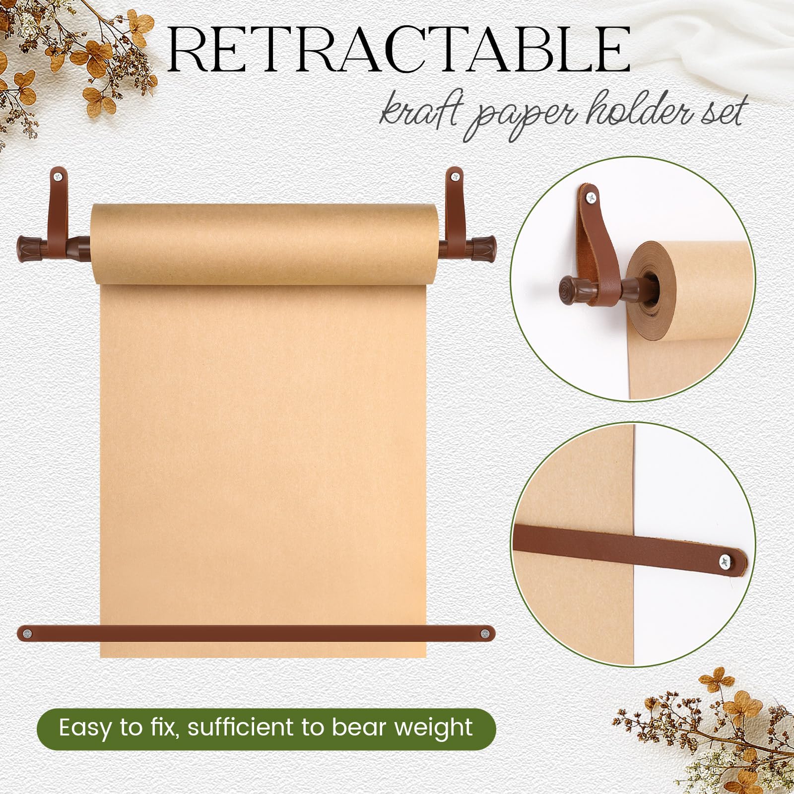 Vicenpal Dispensador de rodillos de papel kraft de 15.5 pulgadas con rollo Kraft de 98.4 ft para listas de tareas, dibujo de bricolaje, tomar notas, obras de arte, inspiración (blanco)