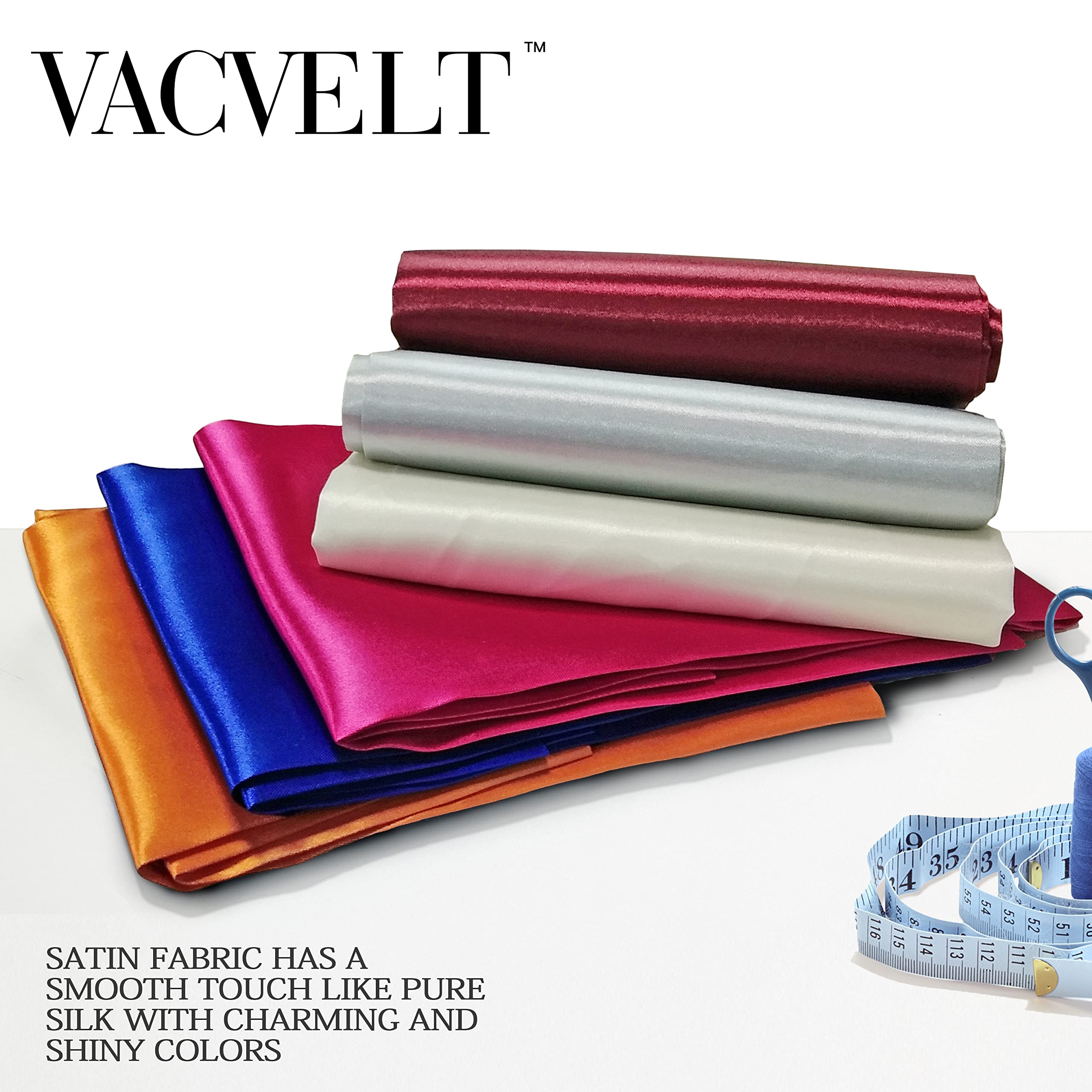 VACVELT Charmeuse Satin Fabric by The Yard, 60 Inch Wide Purple Satin Fabric Shiny & Soft Cloth Fabric, Silky Satin Fabric for Bridal Dress, Wedding Decorations, Crafts, Sewing, Draping (1 Yard)