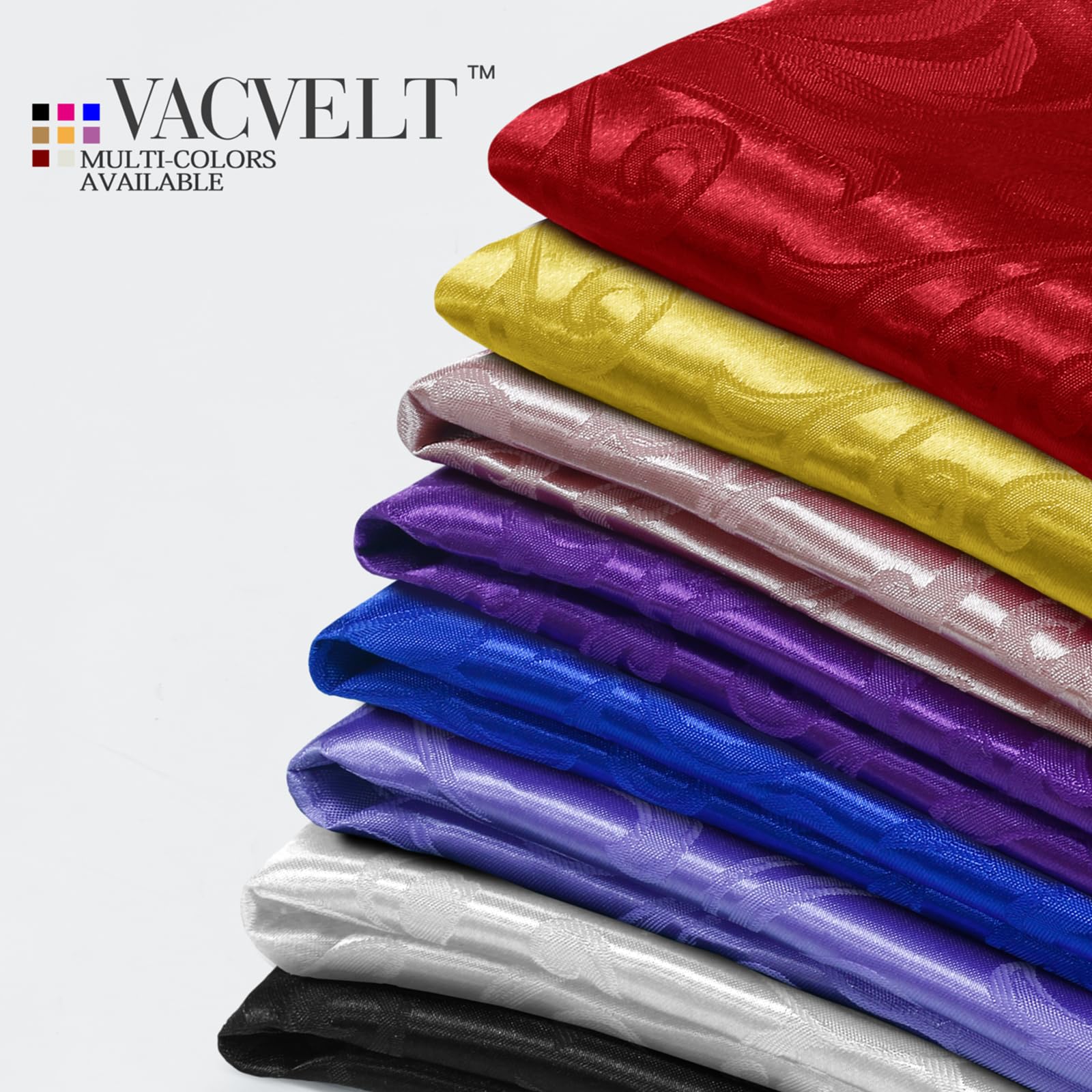 VACVELT Damask Jacquard Satin Fabric by The Yard, 60 Inch Wide Red Satin Fabric Shiny Cloth Fabric, Silky Brocade Fabric for Bridal Dress, Wedding Decorations, Crafts, Sewing, Draping (1 Yard)