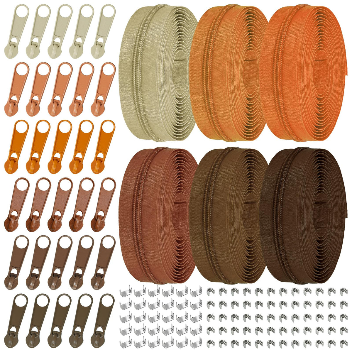 Cinta de Cremallera de Nylon #3 para Costura: YZSFIRM 24 Yardas Serie Gris por Yarda Cremalleras de Bobina de Nylon para Manualidades de Costura DIY con 30 Deslizadores de Cremallera de Metal al Por