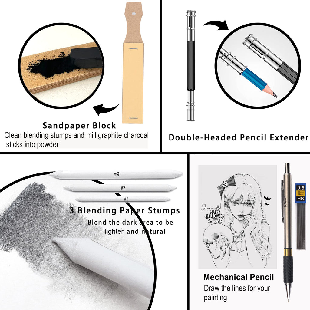 KALOUR 50 Pack Drawing Set Sketch Kit Pro