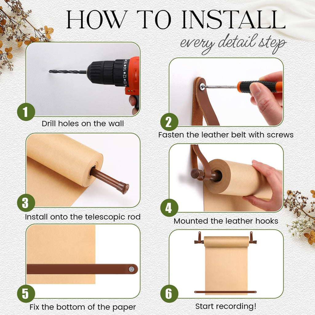 Vicenpal Dispensador de rodillos de papel kraft de 15.5 pulgadas con rollo Kraft de 98.4 ft para listas de tareas, dibujo de bricolaje, tomar notas, obras de arte, inspiración (blanco)