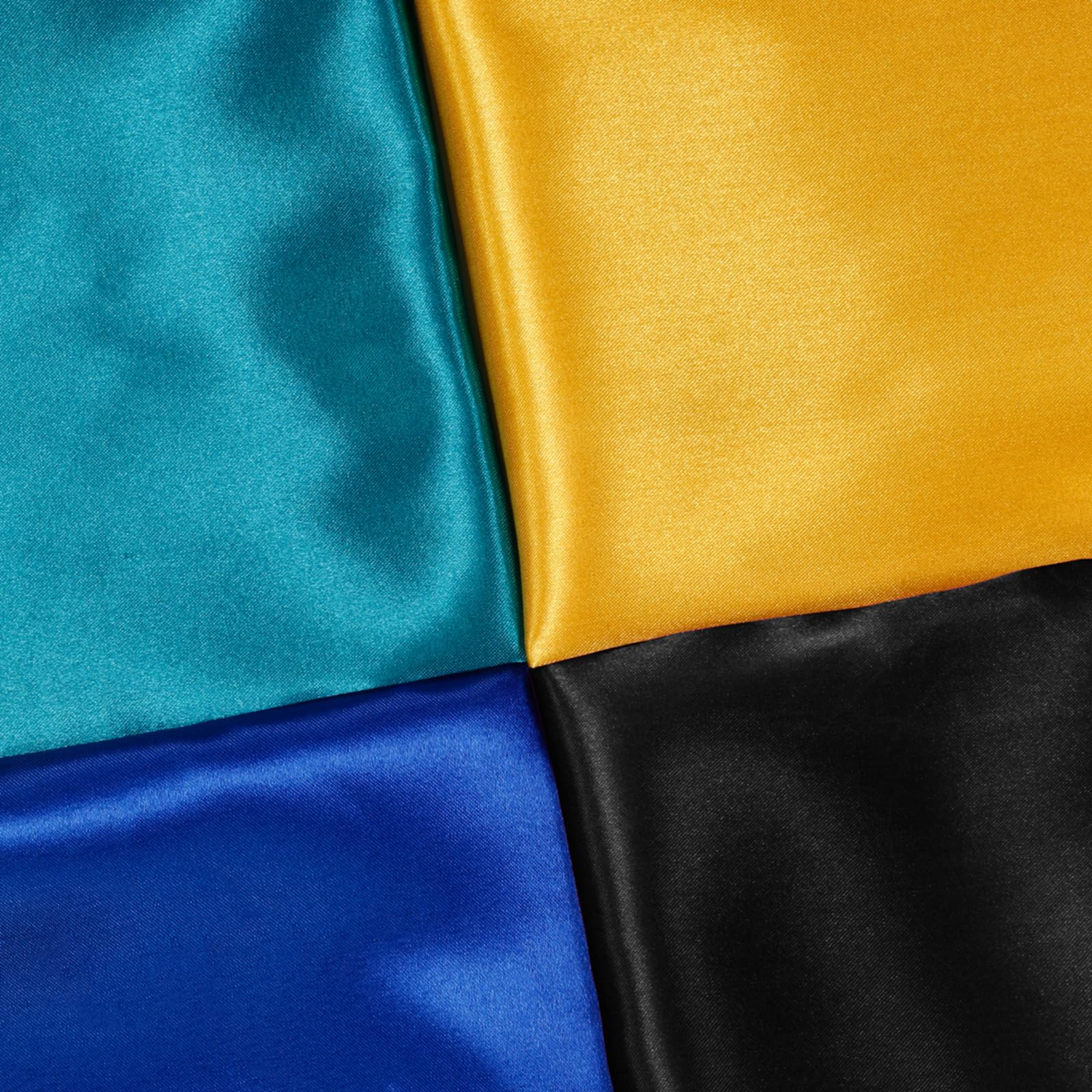P Pothuiny 55 Inch Wide Black Satin Fabric by The Yard, Silky Charmeuse Satin Fabric for Bridal Wedding Dress Decor DIY Apparel Crafts, 1 Yard