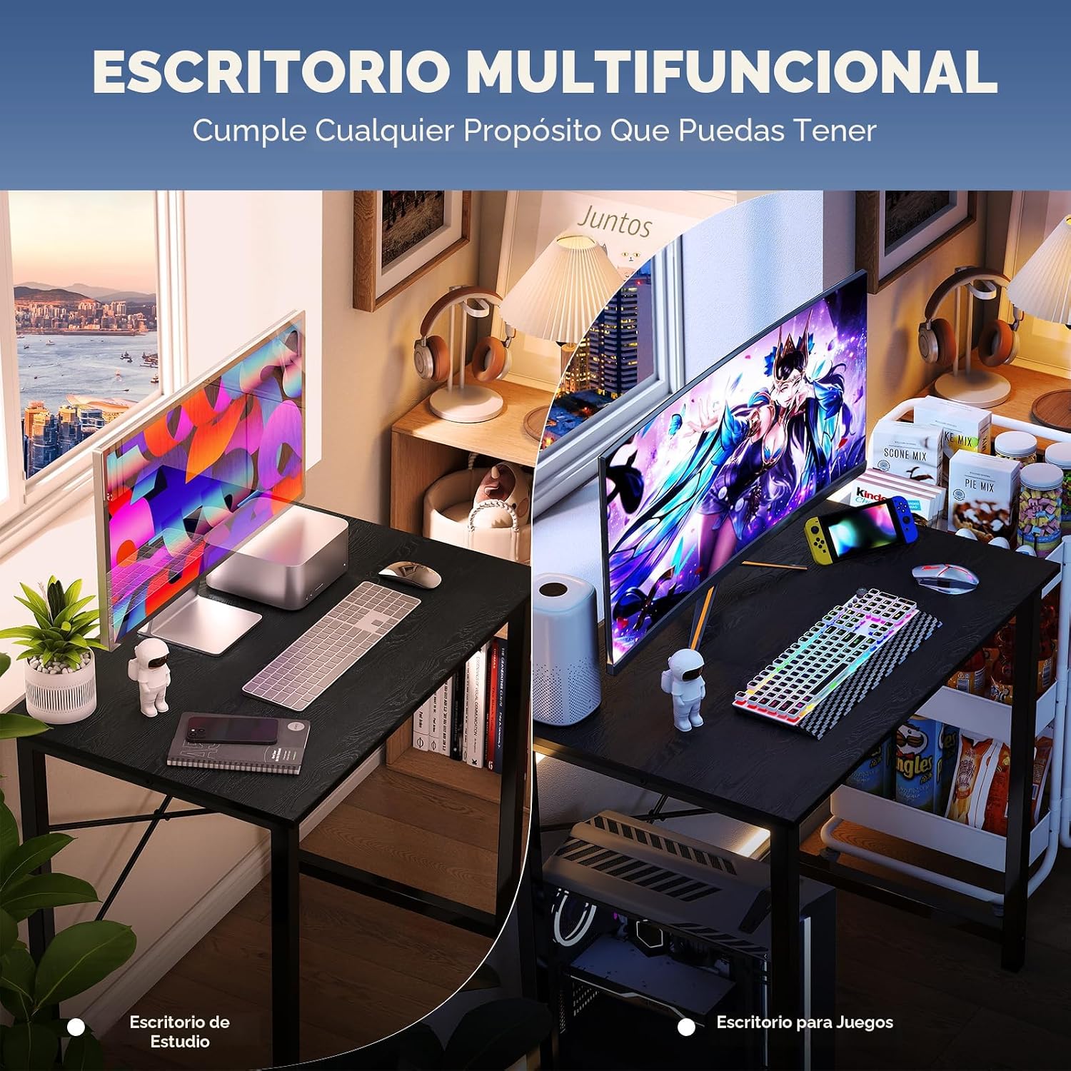 DUMOS Escritorio pequeño para computadora de 32 pulgadas, escritorios de juegos para oficina en casa y dormitorio