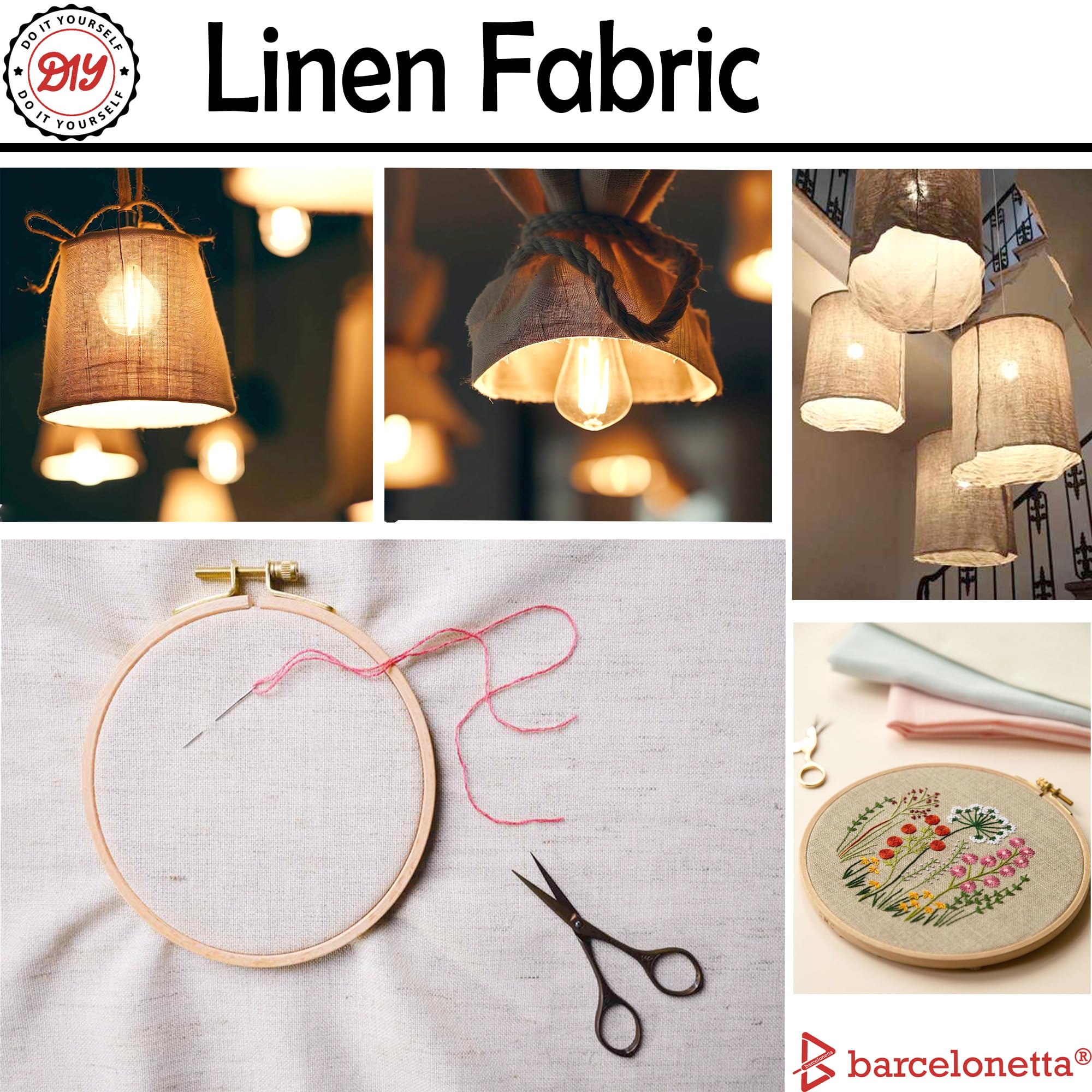 Barcelonetta | Linen Fabric | Natural Linen Cloth | Embroidery, Sewing | Soft, Breathable | 55" Wide | 70% Linen, 30% Rayon | Hemp, Jute, Needlework, Lining (Baby Pink, 1 Yard)