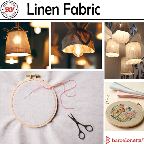 Barcelonetta | Linen Fabric | Natural Linen Cloth | Embroidery, Sewing | Soft, Breathable | 55" Wide | 70% Linen, 30% Rayon | Hemp, Jute, Needlework, Lining (Khaki, 1 Yard)