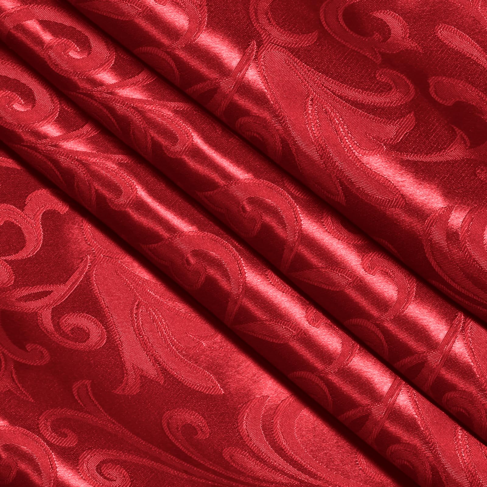 VACVELT Damask Jacquard Satin Fabric by The Yard, 60 Inch Wide Red Satin Fabric Shiny Cloth Fabric, Silky Brocade Fabric for Bridal Dress, Wedding Decorations, Crafts, Sewing, Draping (1 Yard)