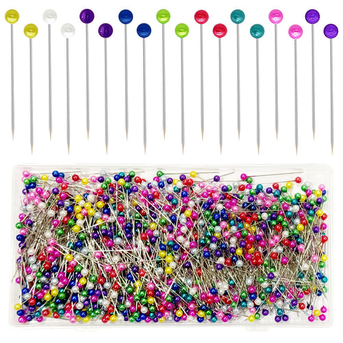 600 piezas de alfileres de costura con punta recta para tela, alfileres de acolchado con cabeza perlada de bola de 1.5 pulgadas, alfileres de corsé multicolor para costurera, joyería, decoración DIY