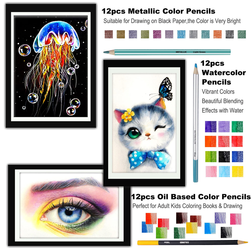KALOUR 76pc Art Supply Set - Sketching & Drawing Kit