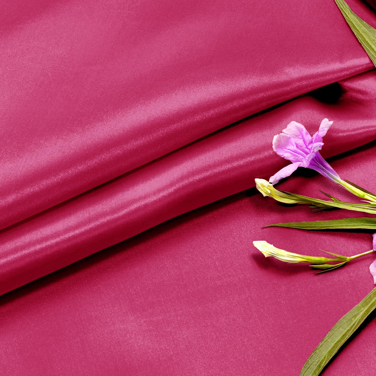 P Pothuiny 55 Inch Wide Hot Pink Satin Fabric by The Yard, Silky Charmeuse Satin Fabric for Bridal Wedding Dress Decor DIY Apparel Crafts, 1 Yard
