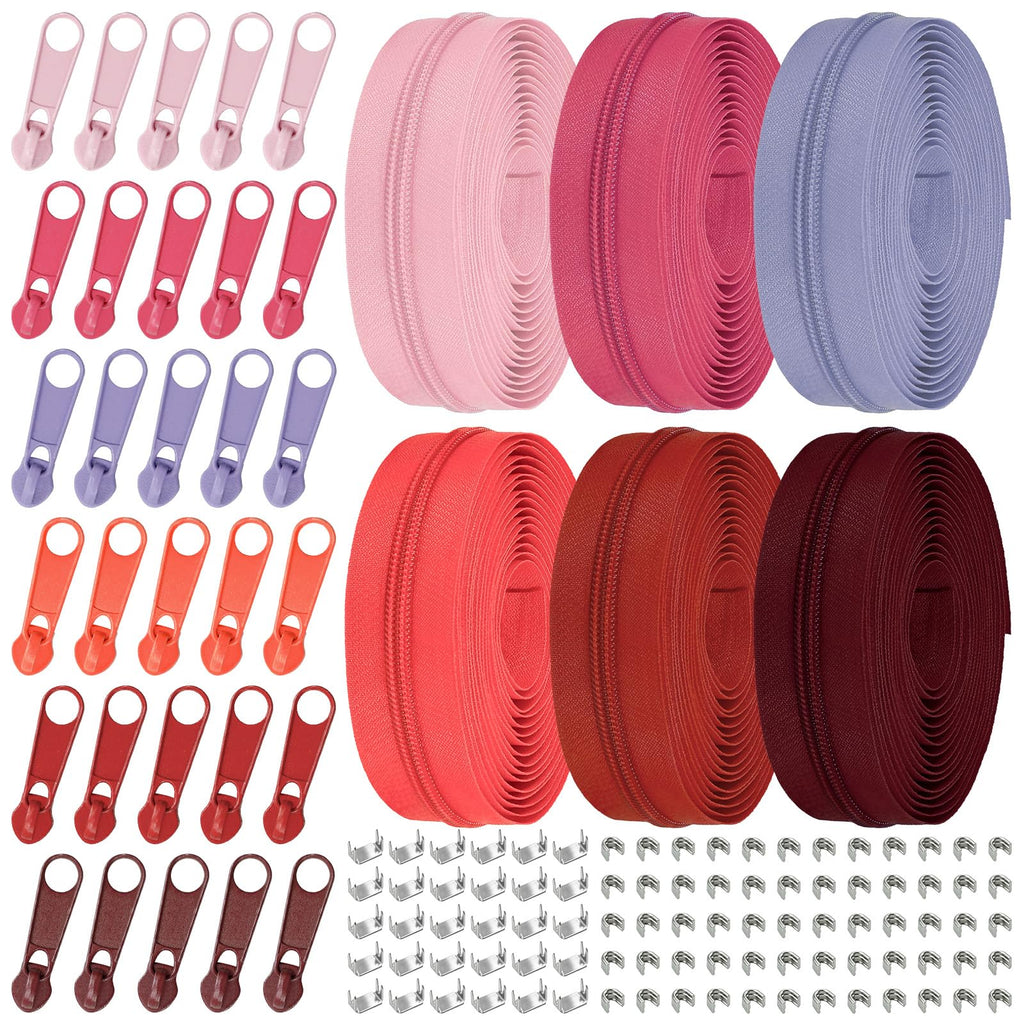 Cinta de Cremallera de Nylon #3 para Costura: YZSFIRM 24 Yardas Serie Gris por Yarda Cremalleras de Bobina de Nylon para Manualidades de Costura DIY con 30 Deslizadores de Cremallera de Metal al Por