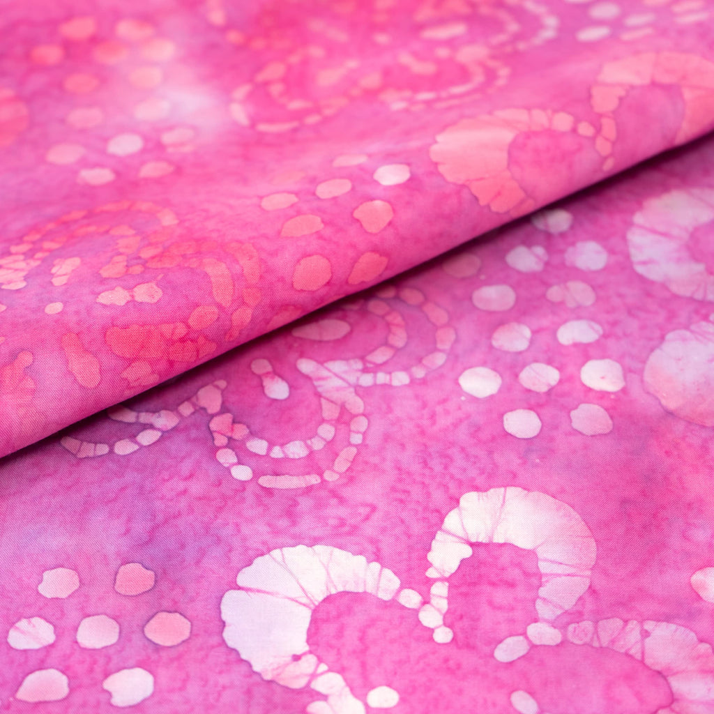 Singer Fabric -100% Cotton, Batik Collection, Pink Flower, Cut by The Yard, 42 Inches