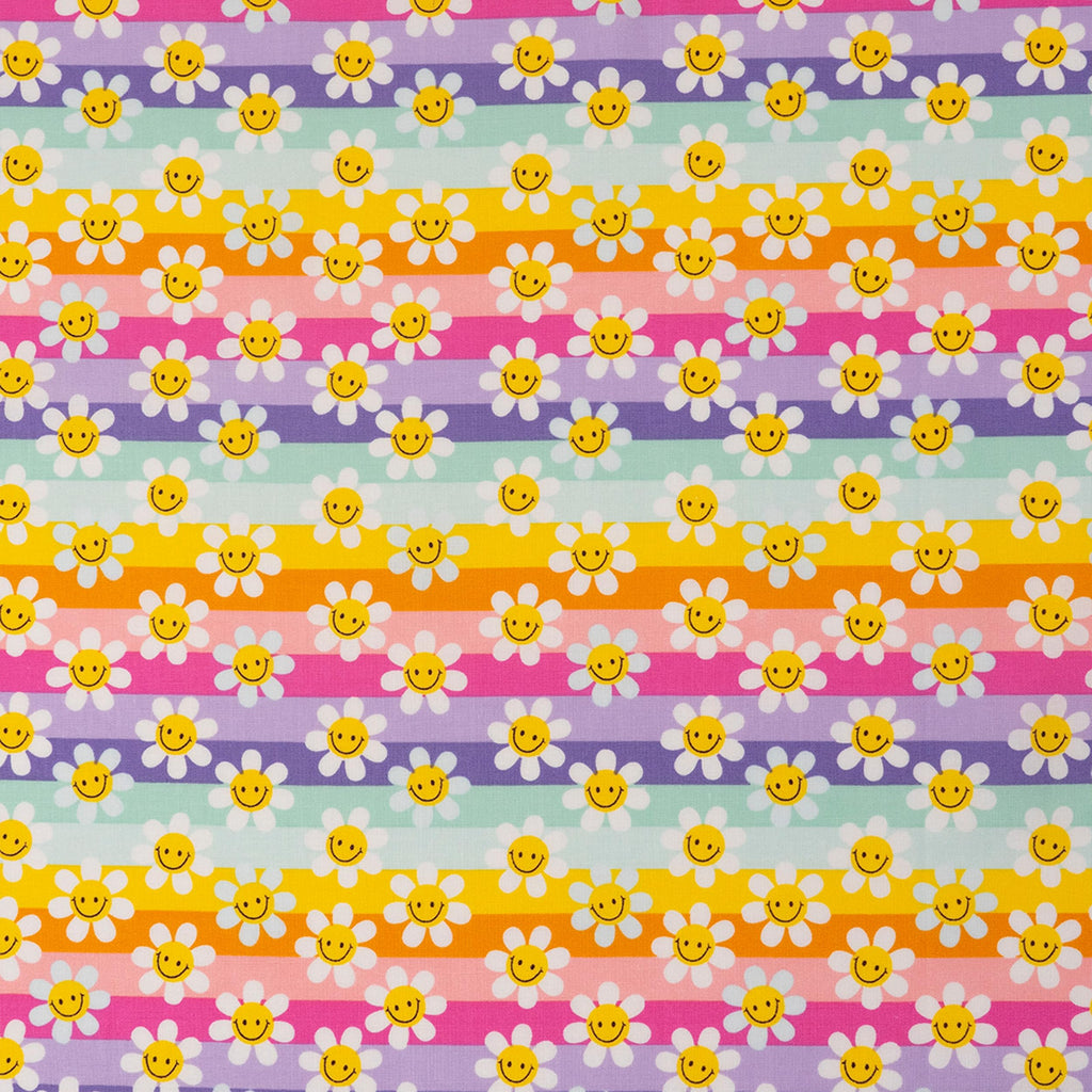 Singer, 100% Cotton, Modern Daisy Stripes