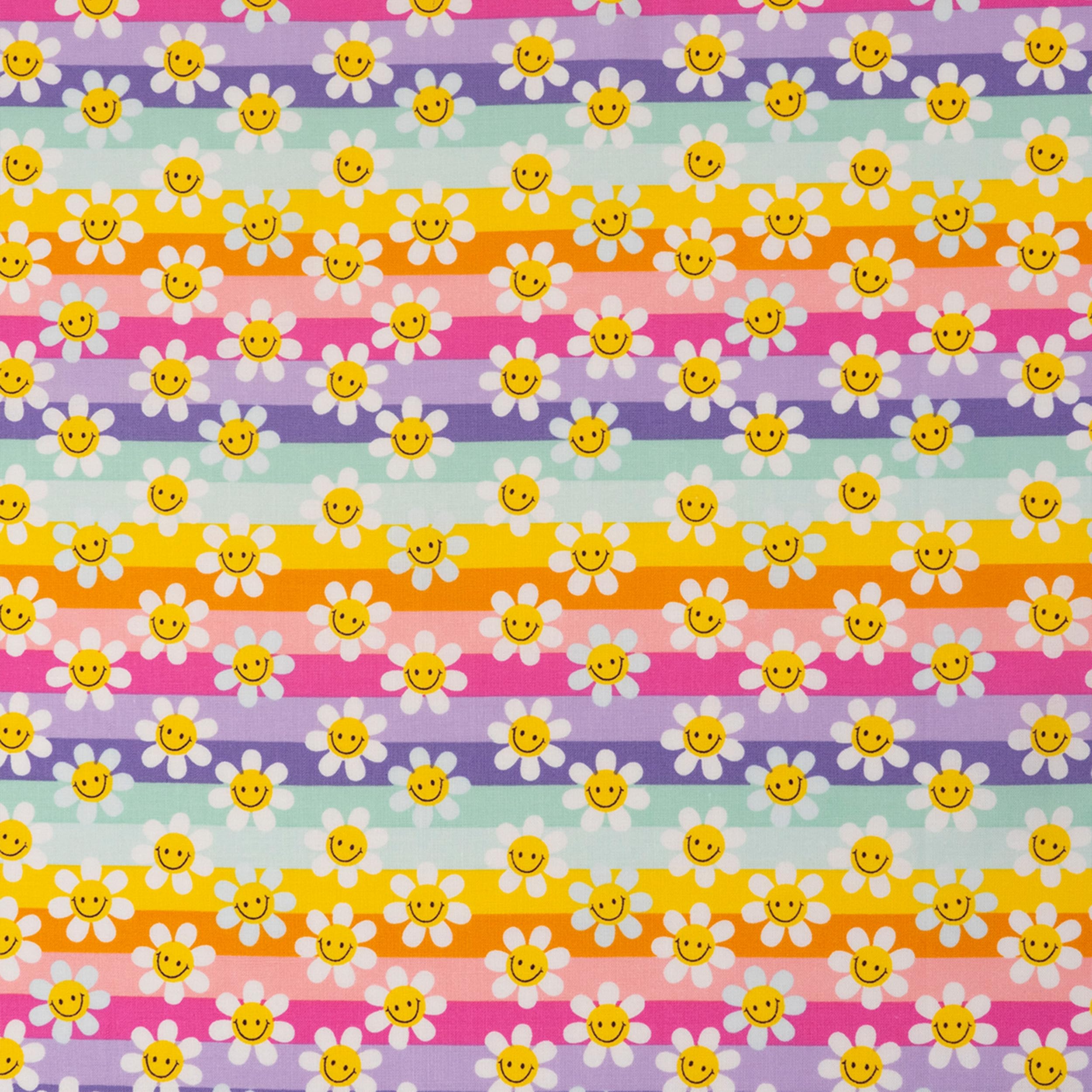 Singer, 100% Cotton, Modern Daisy Stripes