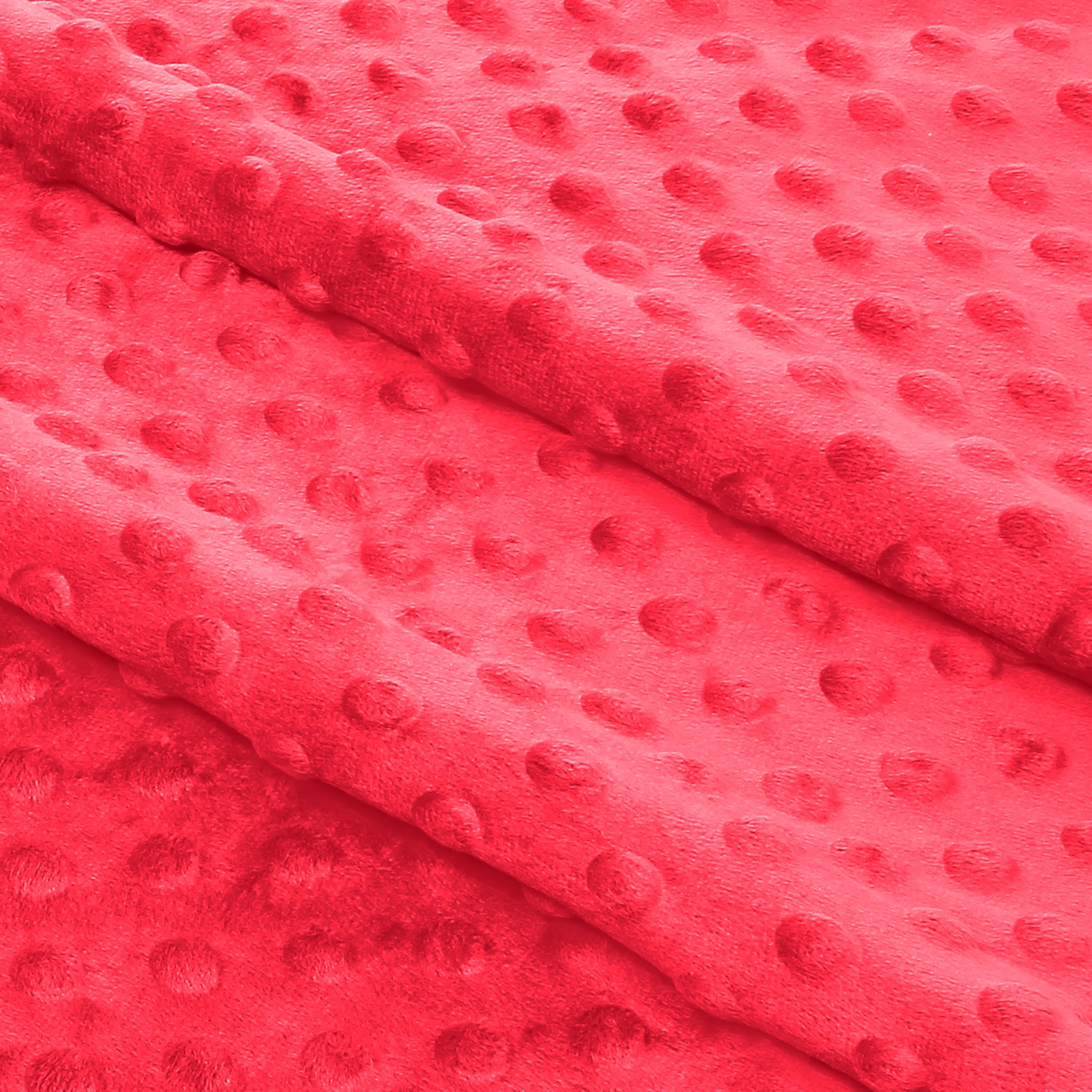 Homiest Minky Dot Fabric by The Yard, 1 Yard x 60 Inch Wide Soft Plush Fabric Light Red Fleece Fabric, Cuddle Minky Fabric for Baby Blanket, Pillow Covers, Clothing Making, Scarf, Beanie, Sewing