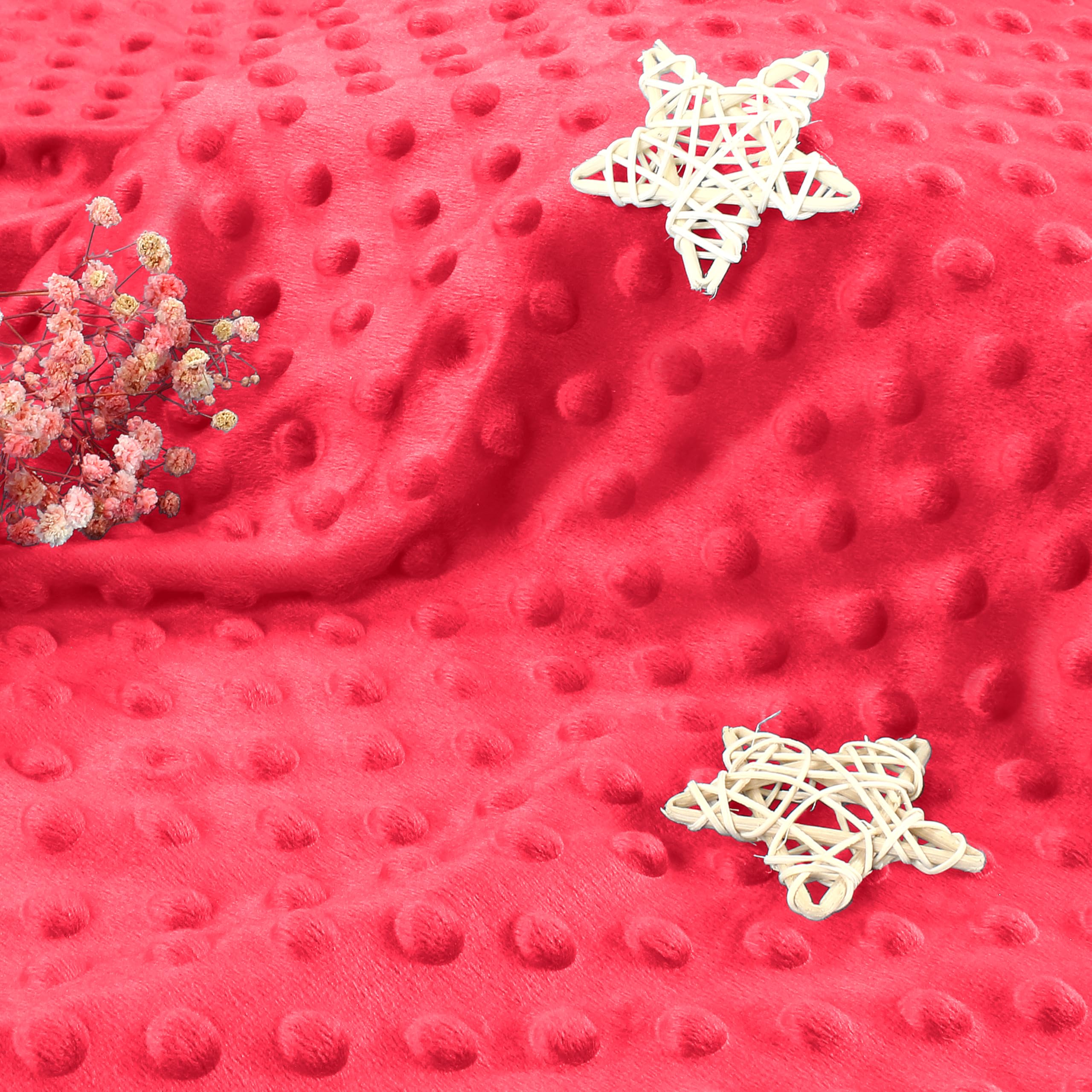Homiest Minky Dot Fabric by The Yard, 1 Yard x 60 Inch Wide Soft Plush Fabric Light Red Fleece Fabric, Cuddle Minky Fabric for Baby Blanket, Pillow Covers, Clothing Making, Scarf, Beanie, Sewing